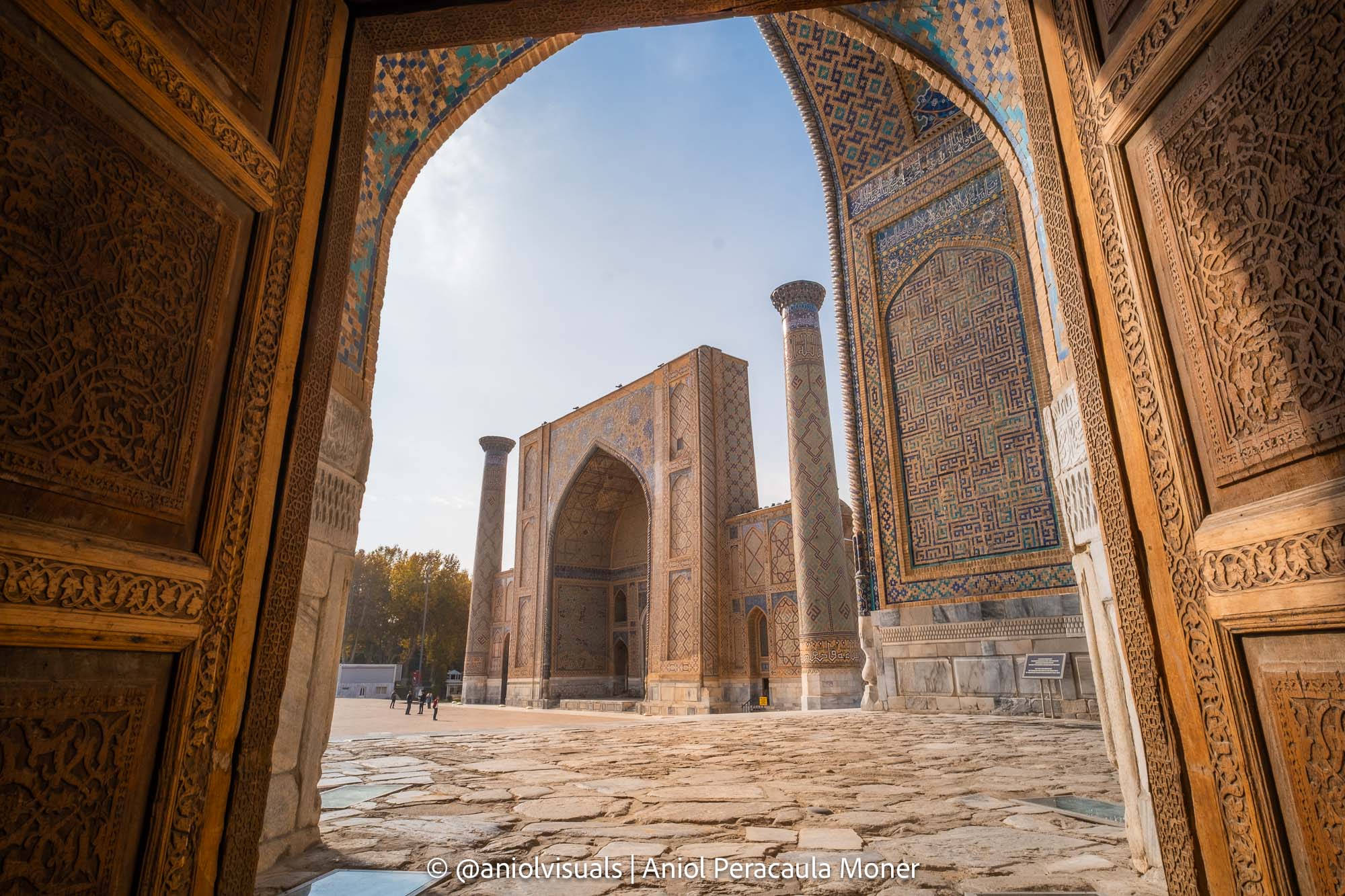 Historic Registan Square in Samarkand with three towering madrasas